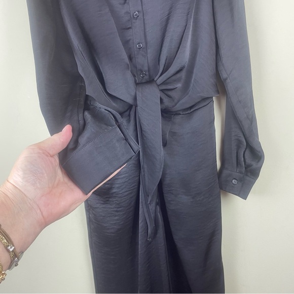 Steve Madden Black Front Tie Jumpsuit Has Pockets Size Medium - Picture 8 of 16